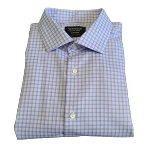 𝅺NORDSTROM Stretch Trim Fit Button Down Plaid Shirt Size 16 1/2 32-33